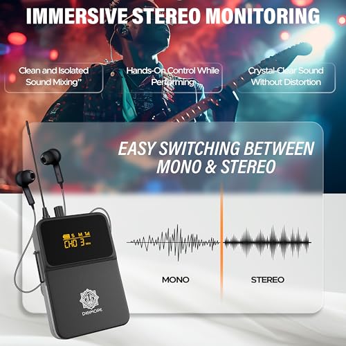 DIGIMORE UHF in-Ear Monitor Receiver with Earphones | Stereo Output | 328ft Range | Connect up-to 99 Body Packs with Only D-800 Pro (D-800 Pro Bodypack) - Image 3