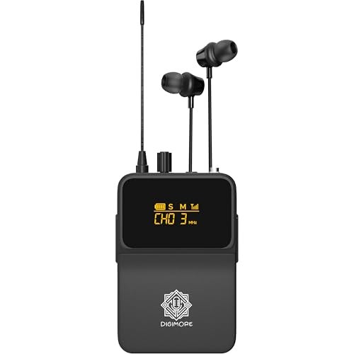 DIGIMORE UHF in-Ear Monitor Receiver with Earphones | Stereo Output | 328ft Range | Connect up-to 99 Body Packs with Only D-800 Pro (D-800 Pro Bodypack) - Image 1