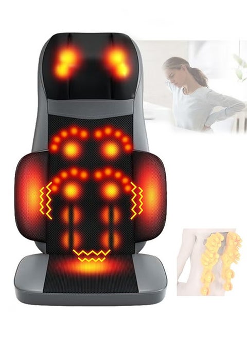 Massage Seat Cushion With Heat, Electric Deep Tissue Shiatsu Kneading Back Massage Chair Pad For Home Use,5 In 1 Synchronous Massage, With 10 Sets Of Kneading Heads
