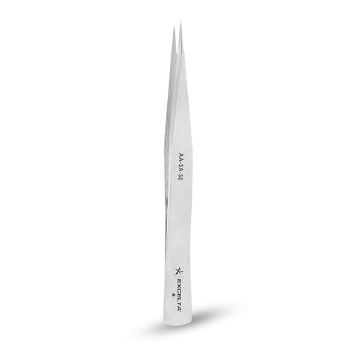Excelta AA-SA-SE Straight Medium Pointed Tweezers, Anti-Magnetic Stainless Steel, ESD-Safe, Conductive, Precision Tweezers for Electronics, Jewelry, Watchmaking, Medical, and Laboratory Use, 5” OAL - Image 1