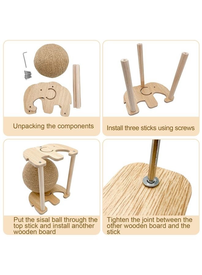 MOWKIT 1pc Heavy-Duty Cat Scratch Pole & Board with Sisal Ball - Sturdy Base & Central Post, Scratch-Resistant & Shavings-Free Design, Space-Saving Cat Tree Alternative for Indoor Climbing, Scratching, Spinning - Durable Cat Toy for Multi-Cat Households, Scratch Post for Kittens & Adult Cats (No Sofa-Saving Design) - Ideal for Indoor Cats, Long-Lasting & Safe Cat Activity Center - Image 5