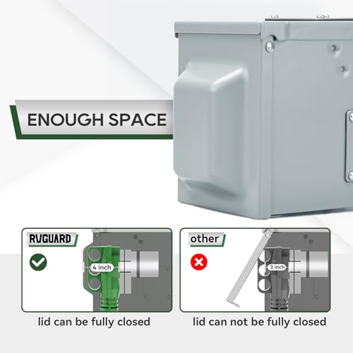 RVGUARD 50 Amp 125/250 Volt RV/EV Power Outlet Box, Enclosed Lockable Weatherproof Outdoor Electrical NEMA 14-50R Receptacle Panel, ETL Listed - Image 3