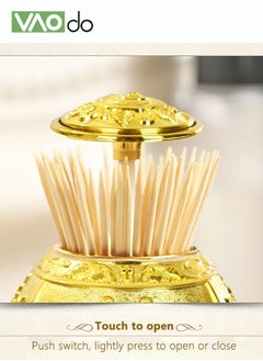 VAOdo Press Type Toothpick Box European Style Creative Rebound Design Aluminum Alloy Toothpick Dispenser  - Image 3