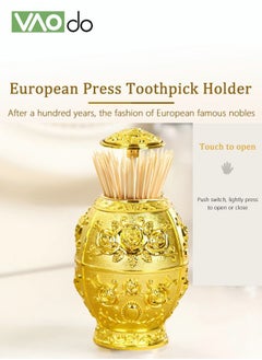 VAOdo Press Type Toothpick Box European Style Creative Rebound Design Aluminum Alloy Toothpick Dispenser  - Image 2
