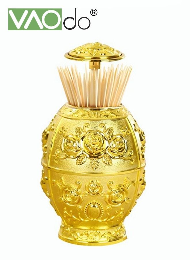 VAOdo Press Type Toothpick Box European Style Creative Rebound Design Aluminum Alloy Toothpick Dispenser - Image 1