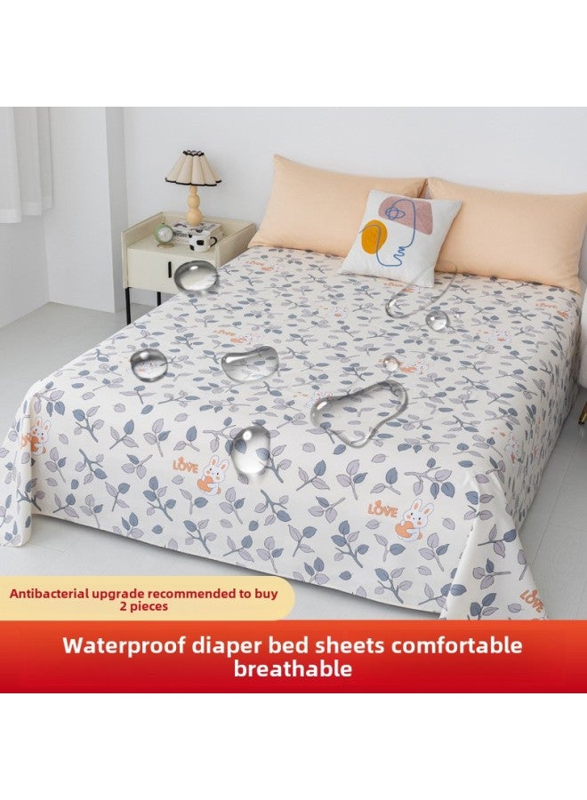 Waterproof Bed Sheet Cat Urine Hair Bed Cover Urine-Resistant Baby List Machine Washable Urine-Proof Cover Dog Rabbit Pet Cover Urine Pad-Color:Rabbit Fangcao-[waterproof And Breathable For All Seasons]-Specifications:Upgraded Four-corner Strap Model: 180*200 (applicable To 1.8m Beds)  - Image 1