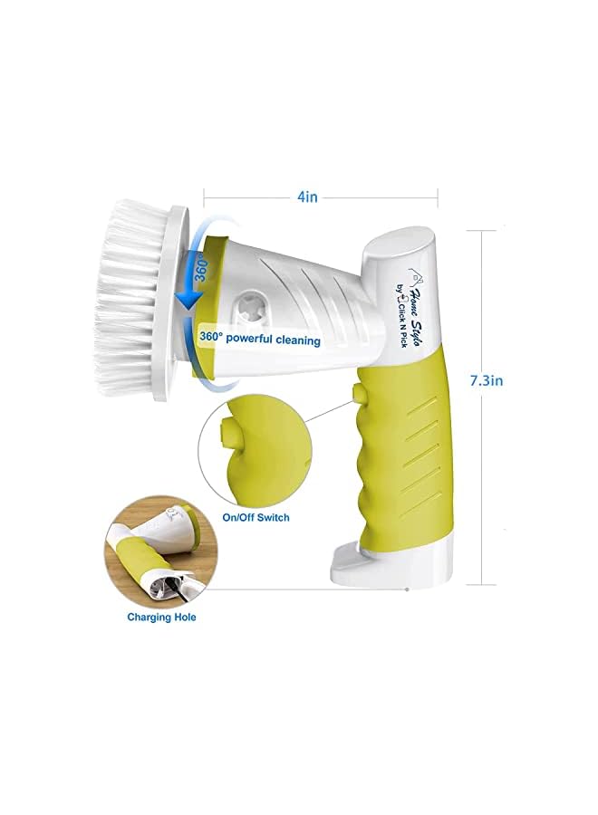 IAF Electric Spin Scrubber, Rechargeable Cleaning Brush with 4 Brush Heads, Cordless Cleaning tools for Wall Bathtub Toilet Window Kitchen Sink Dish Grout with Microfiber cleaning cloth head - Image 3