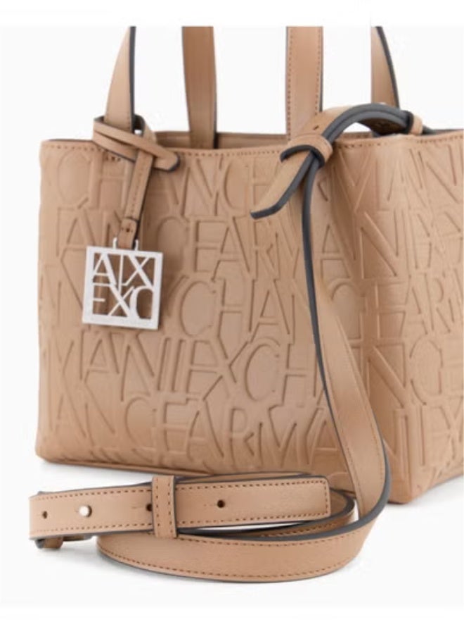Armani Exchange – Brown "Tote" Bag with a prominent monogram detail - Image 3