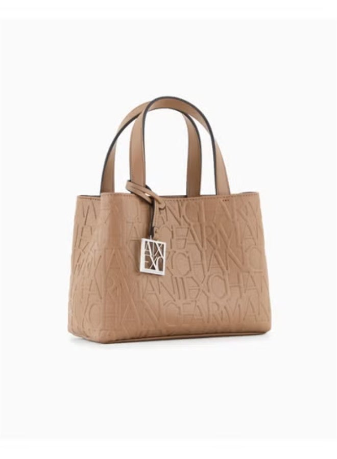 Armani Exchange – Brown "Tote" Bag with a prominent monogram detail - Image 2