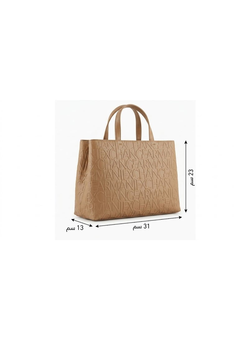 Armani Exchange – Brown "Tote" Bag with a prominent monogram detail - Image 1