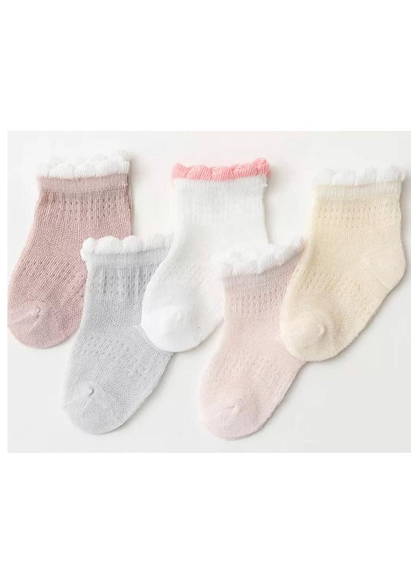 Five Pairs of Girls Casual Socks Set, Multicolored - Image 2