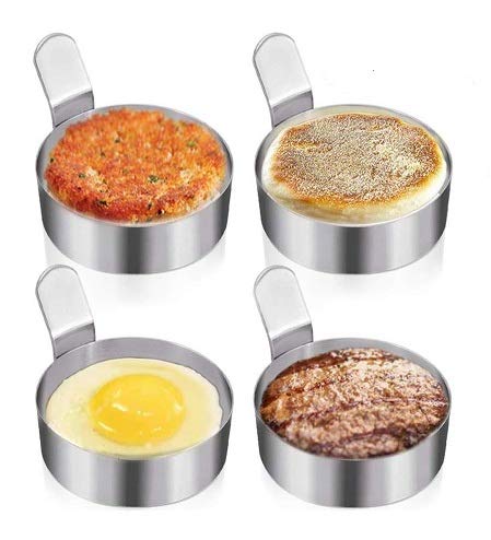Dynore Dynore Stainless Steel 4 Round Egg/Pancake Ring with Handle - Image 3