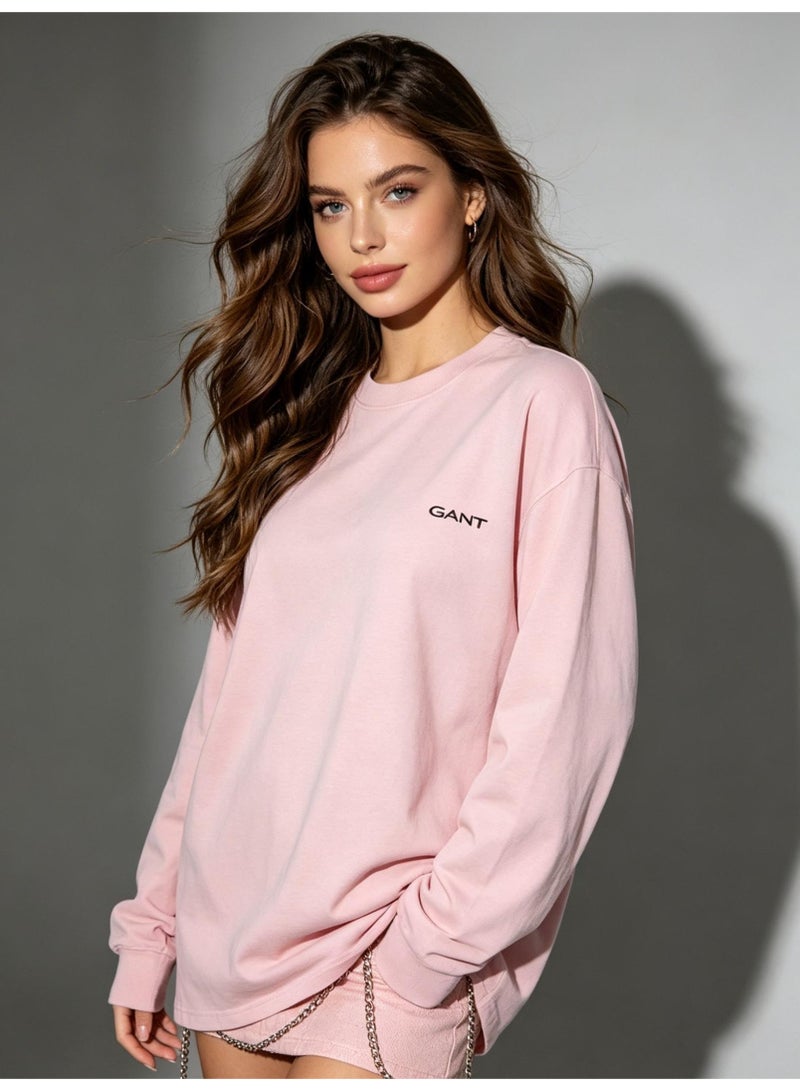 GANT Men Casual Crew Neck Long Sleeve Street Style Sweatshirt Pastel Pink - Image 5