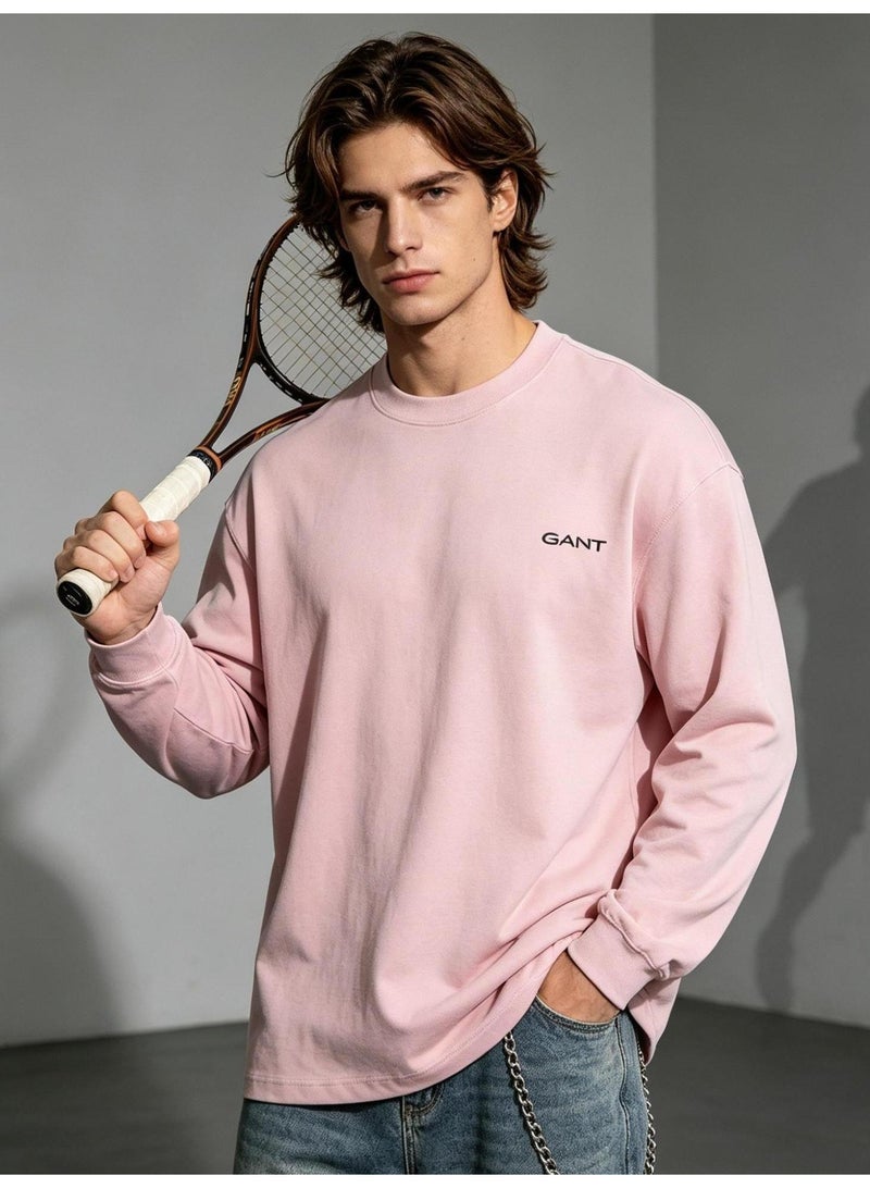 GANT Men Casual Crew Neck Long Sleeve Street Style Sweatshirt Pastel Pink - Image 1