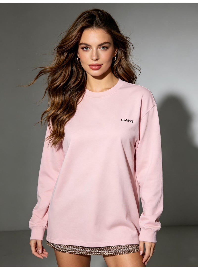 GANT Men Casual Crew Neck Long Sleeve Street Style Sweatshirt Pastel Pink - Image 2
