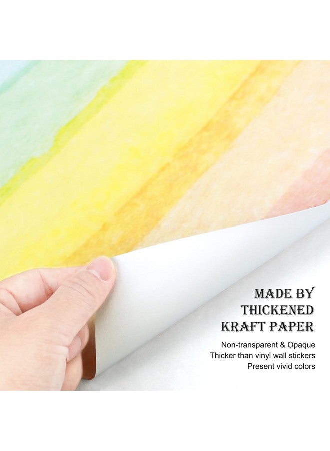 Supzone 56"x64" Extra Large Rainbow Wall Stickers - Precut Vibrant Half Watercolor Decals, Eco-Friendly Water-Activated Gummed Art for Girls Nursery, Kids Bedroom, Living Room Decor - Image 4