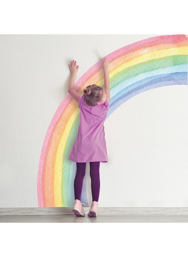 Supzone 56"x64" Extra Large Rainbow Wall Stickers - Precut Vibrant Half Watercolor Decals, Eco-Friendly Water-Activated Gummed Art for Girls Nursery, Kids Bedroom, Living Room Decor - Image 1
