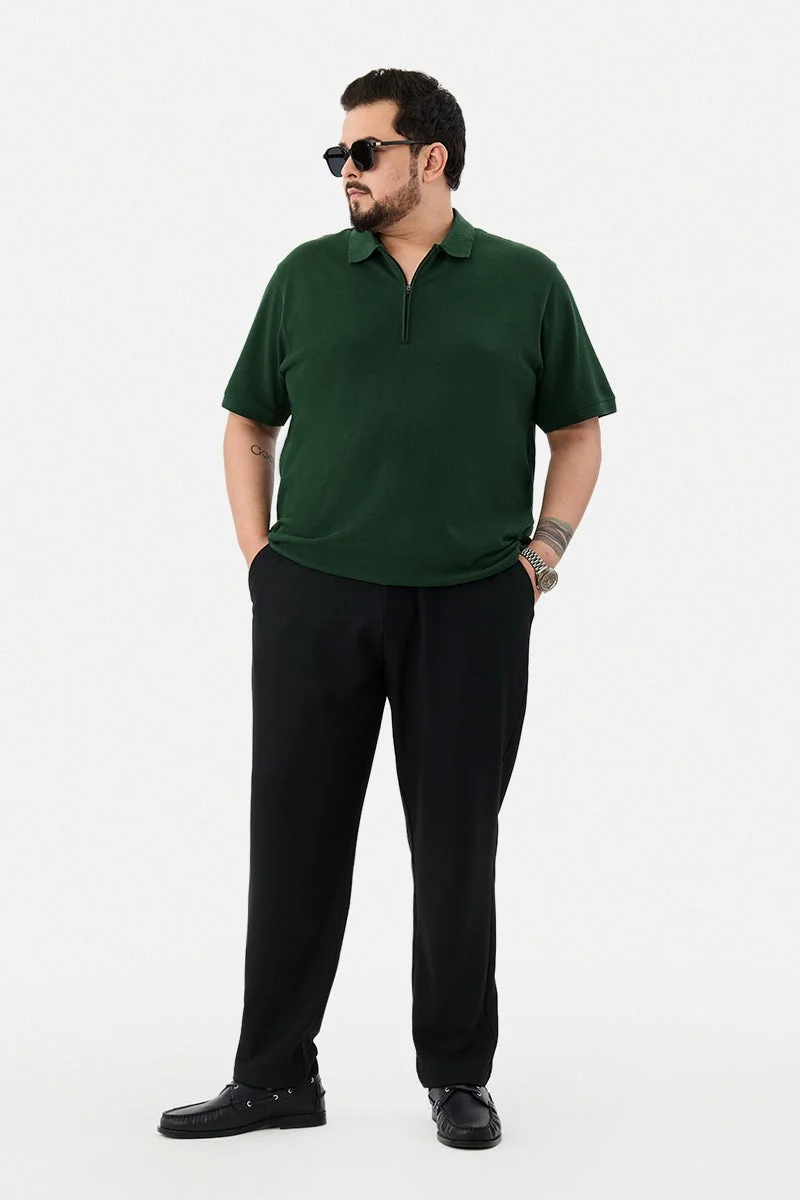 SNITCH 100% Cotton Plus Size Zipper Polo T-Shirt