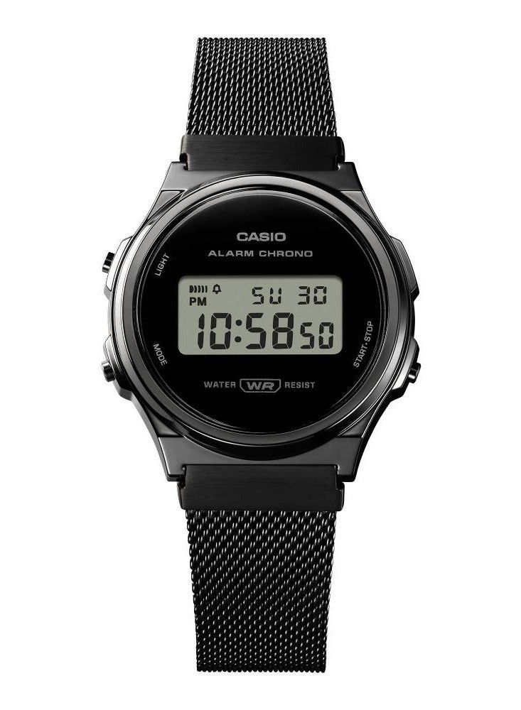 CASIO ساعة رقمية عتيقة من الفولاذ المقاوم للصدأ بشبكة A171WEMB-1BDF - Image 2