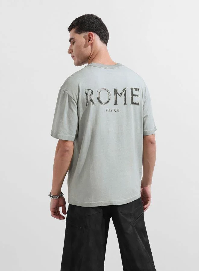 The Indian Garage Co Men Relaxed Fit Graphic Printed Crew Neck Half Sleeves T-Shirt