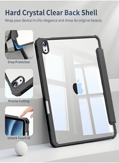 HEROCKX Case for iPad 10th Generation 10.9 inch -[Built-in Pencil Holder] Clear Transparent Back Shell with Trifold Stand Shockproof Cover, Auto Sleep/Wake, Black  - Image 3