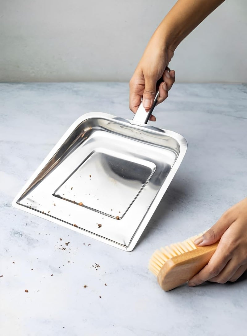 Puno Heavy Duty Stainless Steel Dustpan for Floor Cleaning | Rustproof Metal Dust Collector with Handle for Home & Commercial Use - Image 1