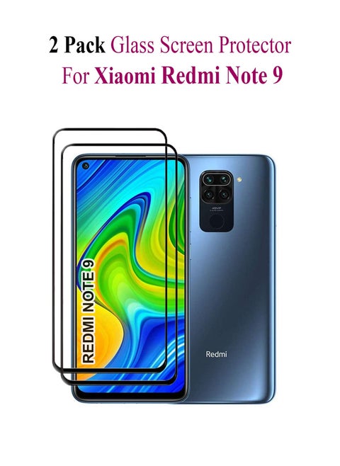 2 Pack Tempered Glass Screen Protector For Xiaomi Redmi Note 9 - Black