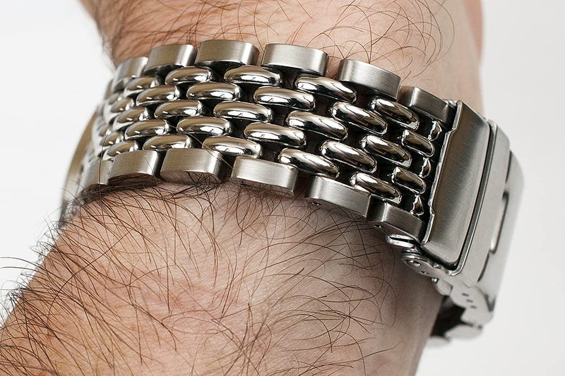 StrapHabit Beads of Rice Watch Bracelet Band Strap - Stainless Steel Vintage BOR 18mm 19mm 20mm 21mm 22mm 24mm (Silver, 18mm) - Image 4