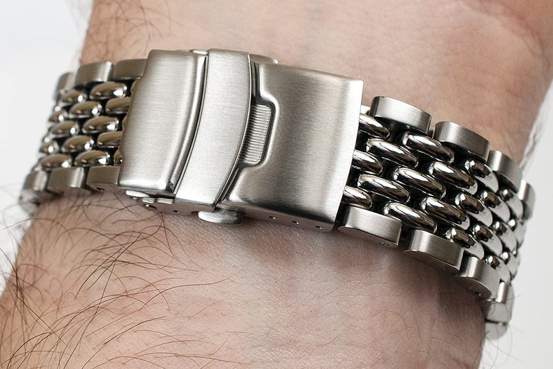 StrapHabit Beads of Rice Watch Bracelet Band Strap - Stainless Steel Vintage BOR 18mm 19mm 20mm 21mm 22mm 24mm (Silver, 18mm) - Image 3