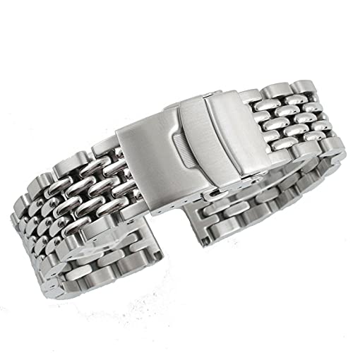 StrapHabit Beads of Rice Watch Bracelet Band Strap - Stainless Steel Vintage BOR 18mm 19mm 20mm 21mm 22mm 24mm (Silver, 18mm) - Image 1