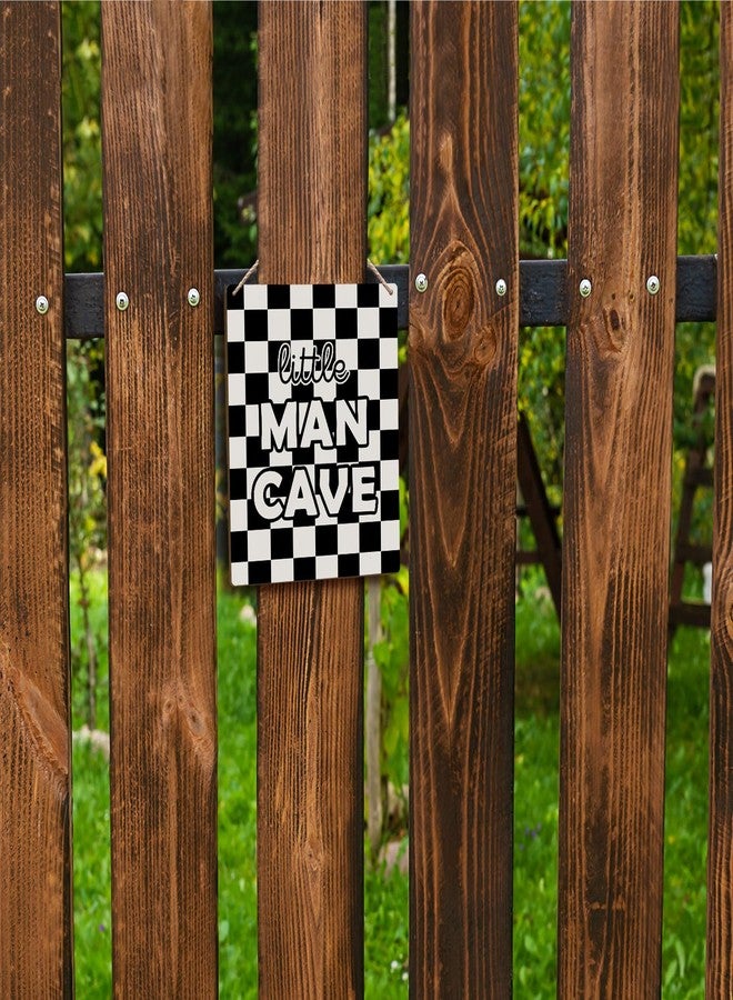 FUGWN Black and White Checkered Little Boy Room Hanging Wooden Signs 8x10, Black Little Man Cave Checkerboard Decor for Little Toddler Boy Nursery, Preppy Checkered Home Decor Gifts for Boys Kids - Image 5