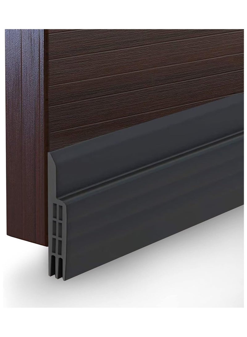 لاصق أسفل الباب مضاد للطقس، سدادة سفلية مطاطية عازلة للصوت مع قوة أوسع للأبواب الخارجية الداخلية ضد تيارات الهواء وضوضاء الغبار والحيوانات (1 متر × 1 أسود) - Image 1