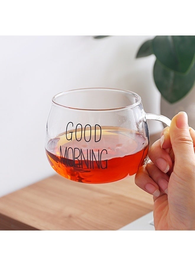 جود مورننغ كوب إفطار زجاجي مصنوع من زجاج البورسليكات عالي الجودة بمقبض مقاوم للحرارة سعة 300 مل -شفاف - Image 5