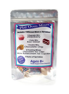 Play Oven Mixes Children Easy To Bake Oven Mixes Play Toy Oven Real 7 Mixes Mega Refill Kit Strawberry Cupcakes Red Velvet Cake Frosting Sprinkles Ultimate Set Cooking Baking Supplies Super Pack Net Wt 6.2 Oz  - Image 2