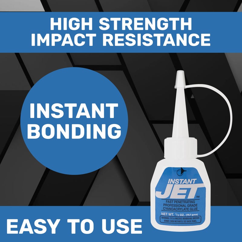 JET GLUE غراء جيت الفوري - غراء CA طويل الأمد - متعدد الاستخدامات سريع العمل - يخترق المواد المسامية ويزيد من مقاومة الصدمات - 2 أونصة - Image 4