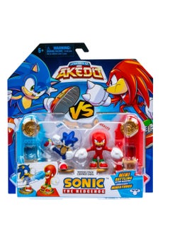 مجموعة Sonic The Hedgehog Versus Pack مع Sonic and Knuckles، محاربون صغيرون قابلون للتجميع، 2.25 بوصة تحتوي على وحدتي تحكم في المعركة - 6 - 15 عامًا