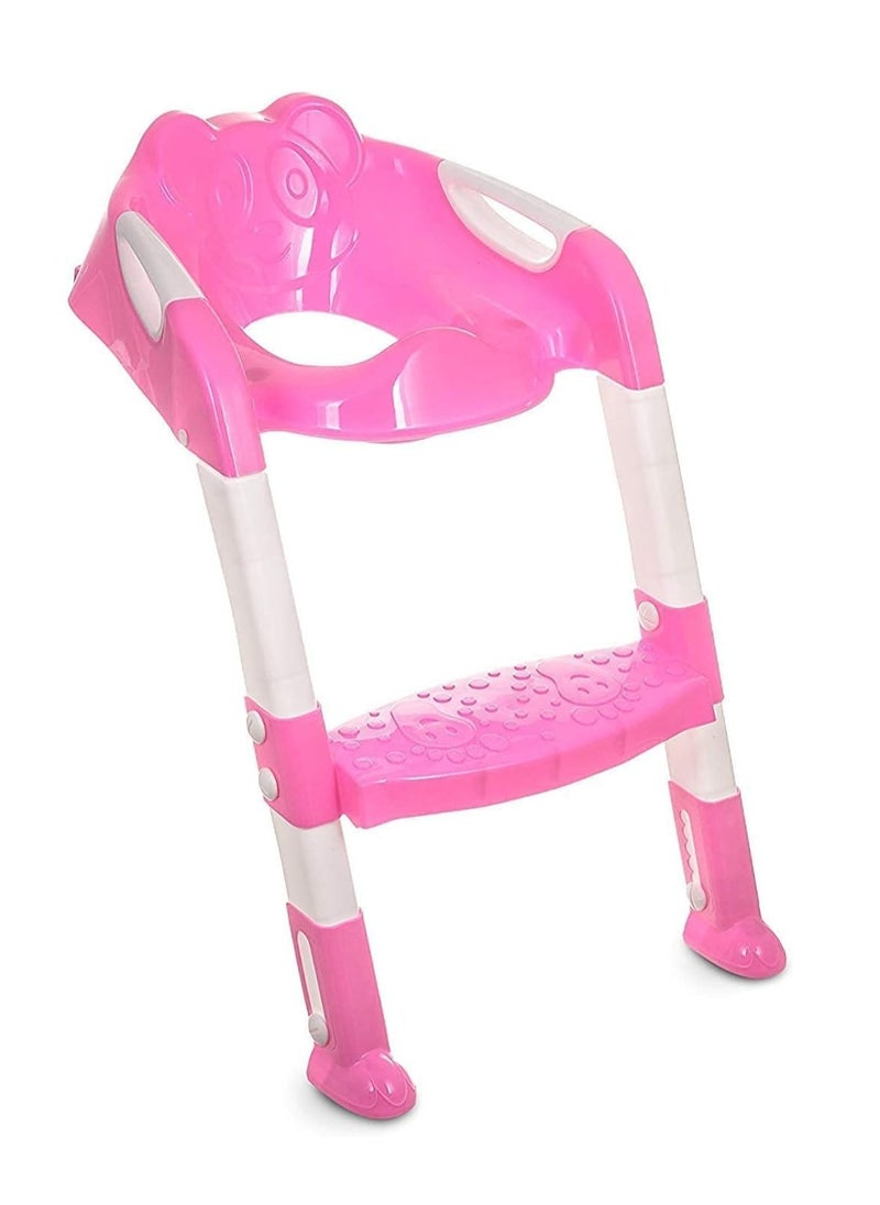 Dubkart Portable Folding Step Stool Toilet Training Ladder Seat For Children - Pink  - Image 1