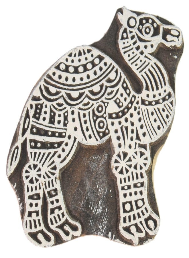 Global Art Indian Hand Made Wooden Camel Design Printing Block Wood Print Stamp � Camel Pattern Textile Printing Block �Collectible Print Stamp i77-176 - Image 1