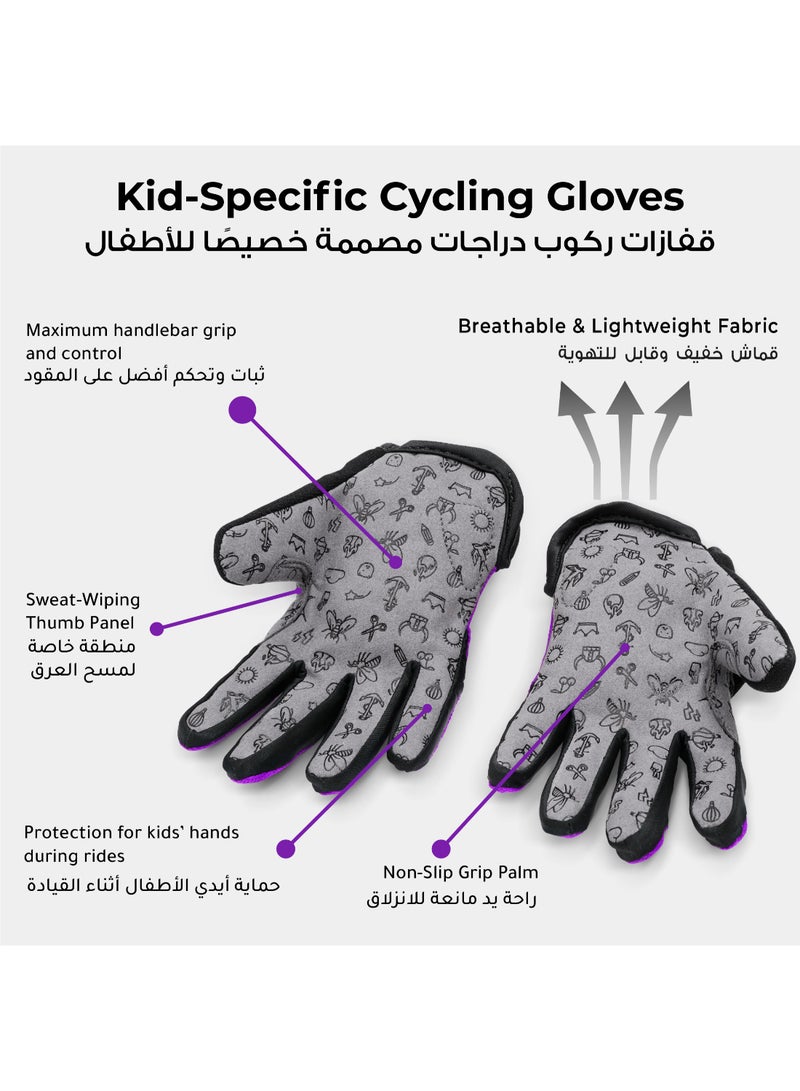 Woom Kids Bike Gloves | Purple Haze | Breathable Grip Protection | Padded Palm Bicycle Riding Gloves | Size 6 - Image 2