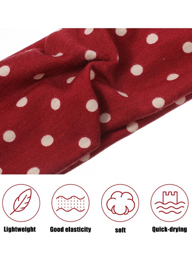 4 Pack Polka Dot Headband, Non Slip Wide Elastic Headbands Soft Fabric Hair Accessories For Women Yoga Workout And Daily Fashion - Image 3