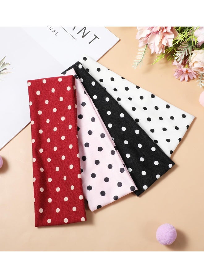 4 Pack Polka Dot Headband, Non Slip Wide Elastic Headbands Soft Fabric Hair Accessories For Women Yoga Workout And Daily Fashion - Image 4
