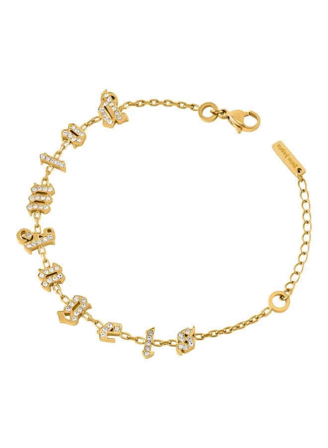 بالم انجلز Emblema Yellow Gold Plated Stainless Steel Chain Bracelet for Women