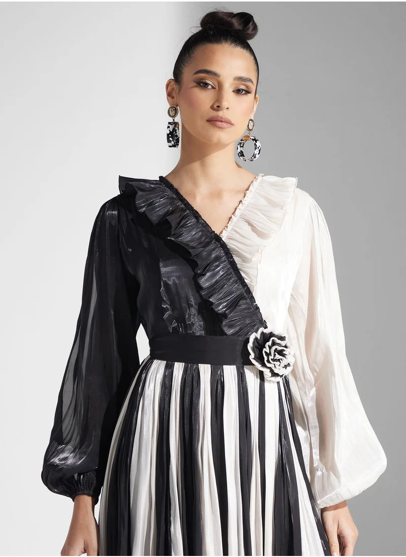 Golden Apple V-neck Tiered Dress