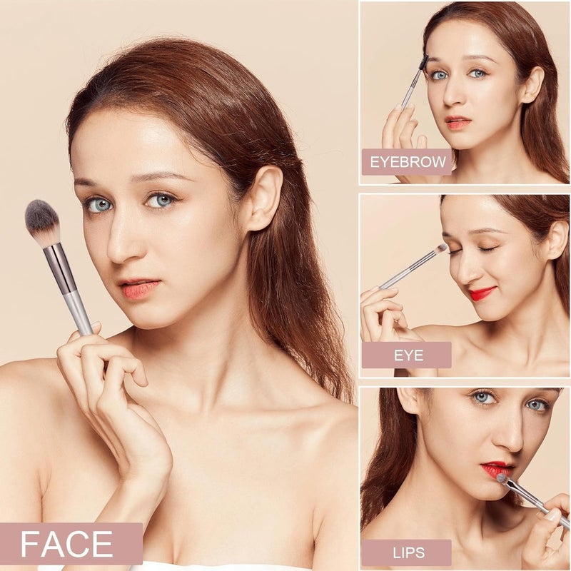 MODIQ Makeup Brush Set 20 Pcs Premium Synthetic Brushes for Foundation Powder Concealer Eye shadows Blush with Free Black Case - Image 2