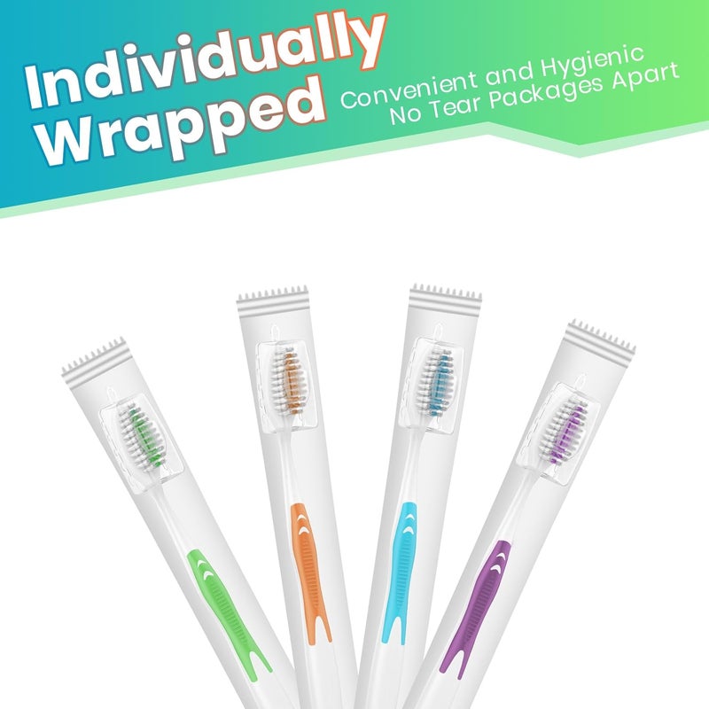 Frekare 30 Pack Bulk Toothbrushes with Covers, Individually Wrapped Tooth Brush Pack for Adults & Kids, Disposable Toothbrush Medium Soft for Travel, Donations, Hotels - Image 3