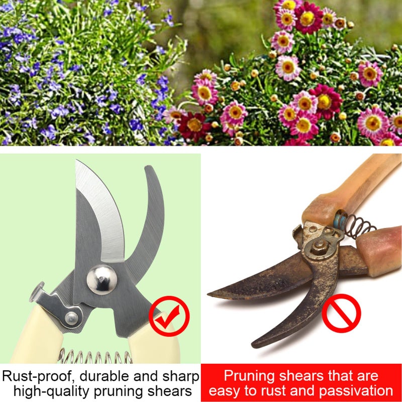 MEPEREZ Premium garden shears, meperez pruning scissors gardening tools, pruners for flower, bushes, rose and fruit tree, use for florist, yard and orchard the plant clippers, sharp white steel anvil snips, 2 - Image 4
