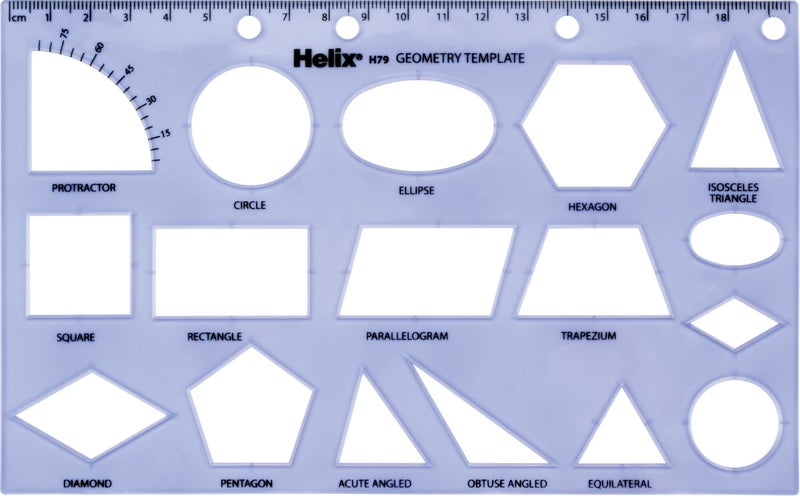 Maped Helix USA - Geometry Shapes Drawing Template - 17 Shapes - Educational Tool - Enhances Precision - Ideal for Drafting & Design - 20cm Ruler - Image 2
