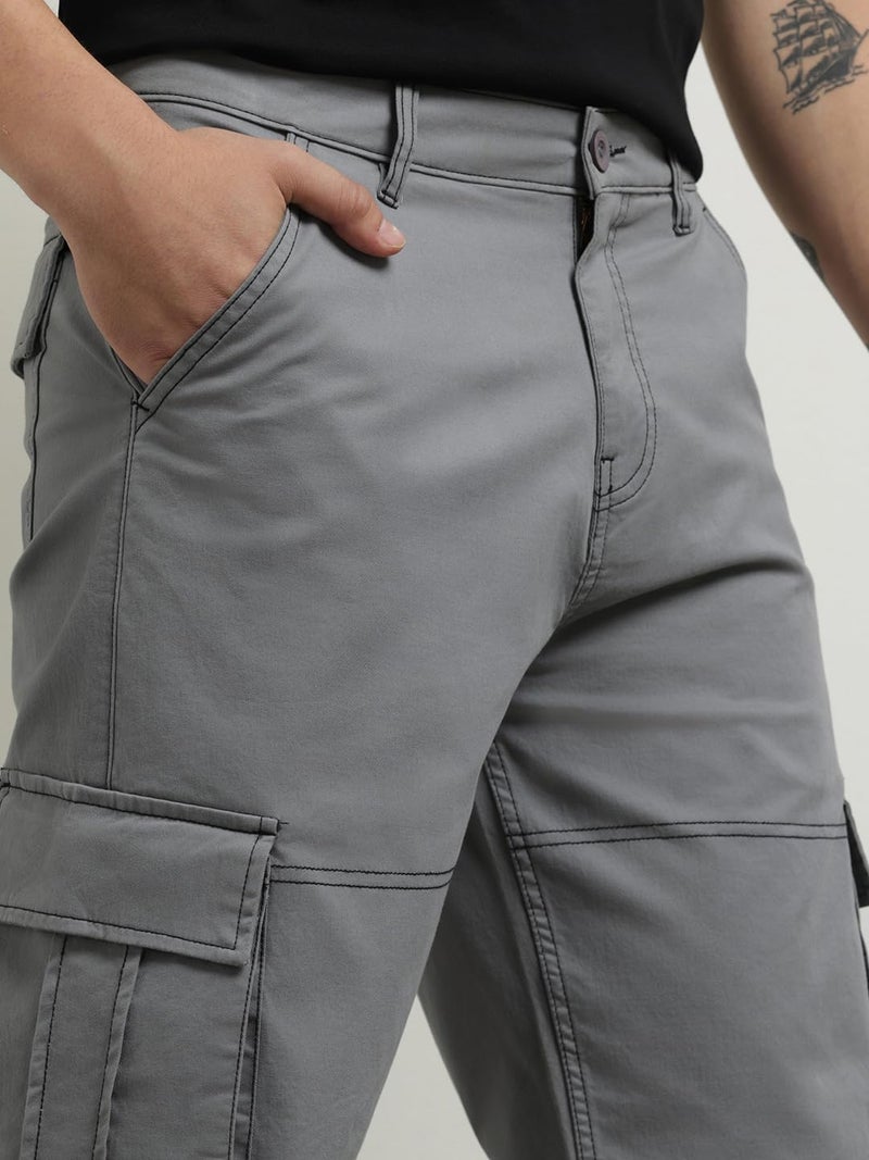 NOBERO Men Solid Straight Fit Cargo Pants - Image 2
