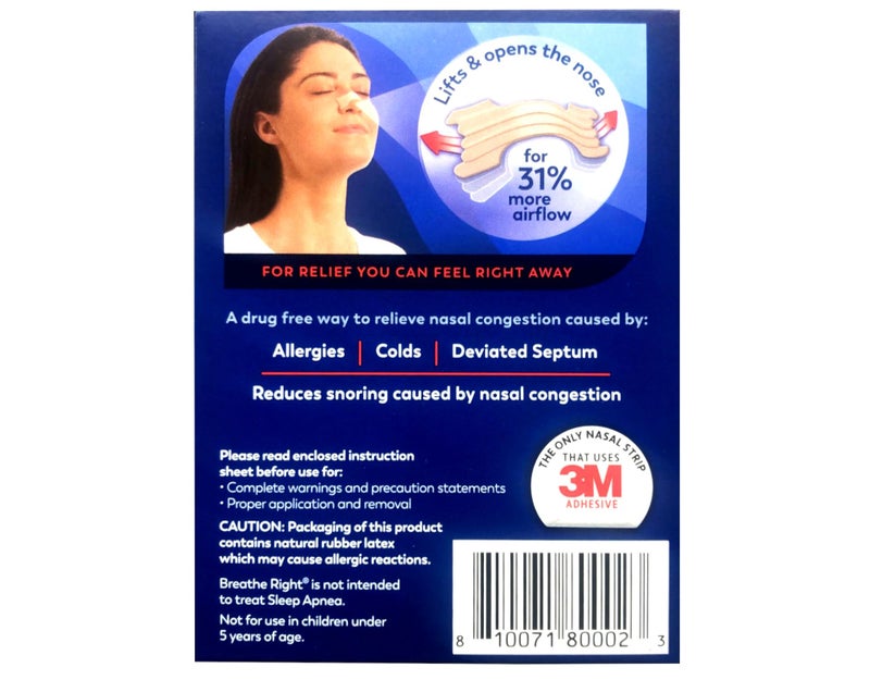 Breathe Right Nasal Strips to Stop Snoring, Drug-Free, Extra Tan, 78 Count (26 Each, Pack of 3) - Image 3