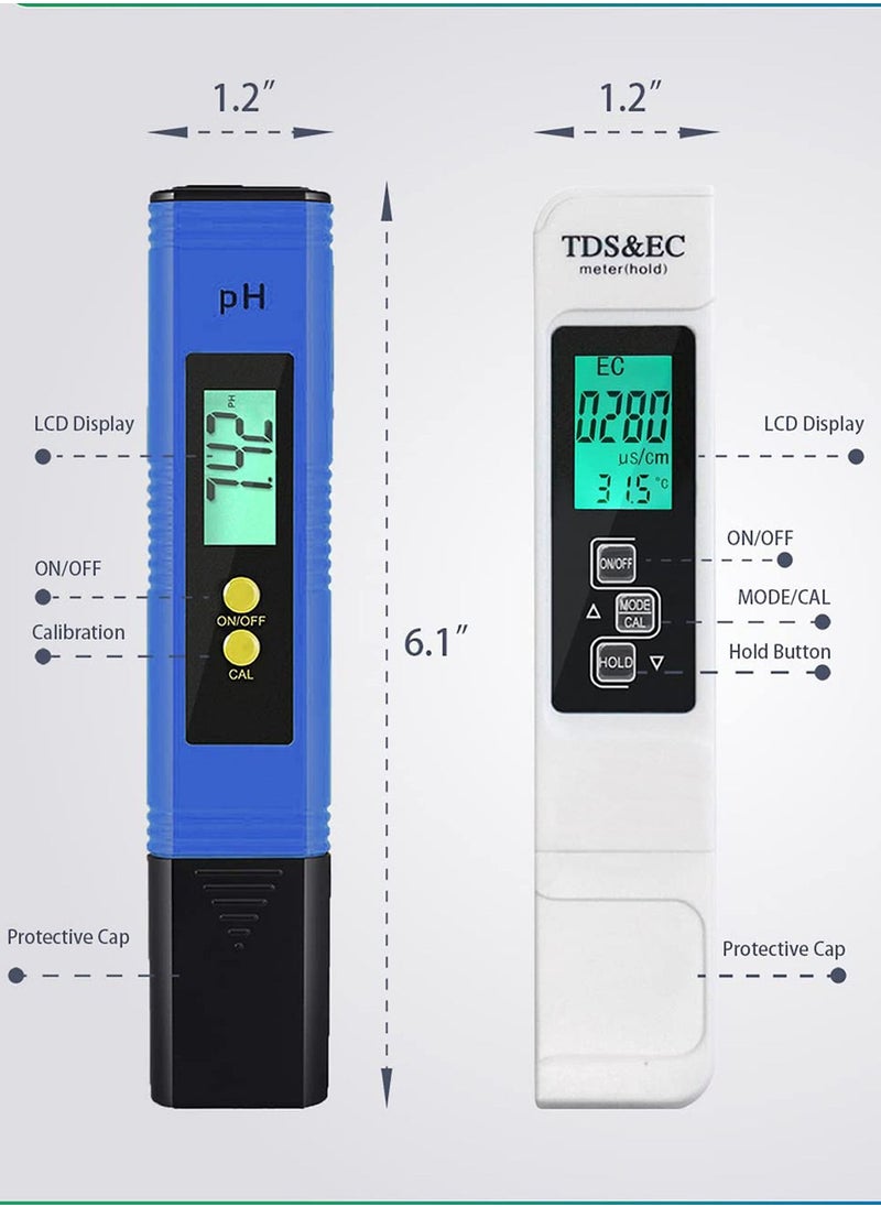 Generic - Water pH Meter and TDS Meter, pH and 3 in 1 TDS&EC Water Tester Combo, Turbidity Meter, ±0.01 pH Accuracy ±2% F.S Accuracy TDS/EC/Temperature Meter, Pen Type and Handheld, PPM Meters - Image 1